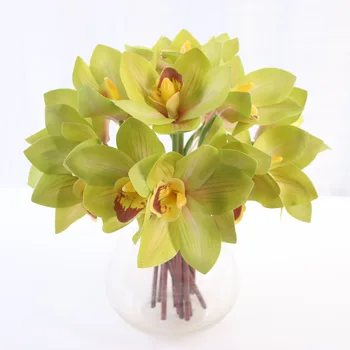 2 Snop/veliko Umetnih Orhideja Pravi Dotik 4heads Cymbidium Cvet Dom Dekoracija Poroka Tabela Zaslon Evropske Ponaredek Cvetje