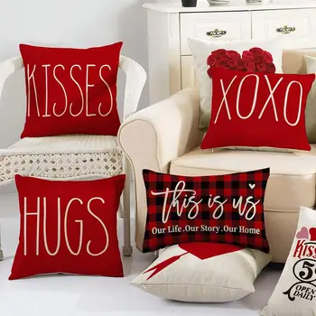 4pcs Vrgel Pillowcases Poljub Objame Srce v obliki Puščice, Dekorativni Obletnico Poroke Blazine Pokrov 18x18in