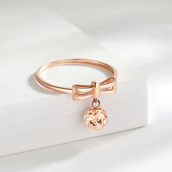 585 vijolična, zlato 14k zlato je povečal krog noga lok poročni prstani za pare nastavljiv sladke romantične ženske angažiranosti nakit