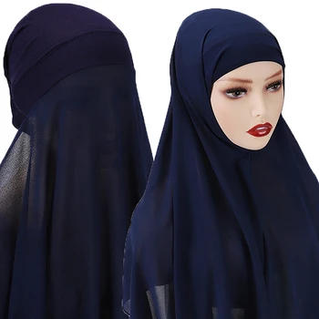 Barva Jersey Hijabs vse ujema Dolgo Šifon Šal Glavo, Šal Underscarf Skp Z Elastičnim Slog Novo Preprost Šal