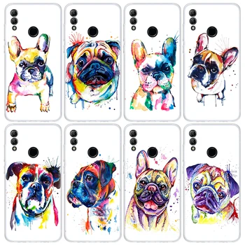 Francoski Buldog Pug Dog Primeru Telefon Za Huawei Y5 Y6 Y7 Y9S Čast 9 10 Lite 8A 8X 8 9 P Smart Z 2019 7X 7A Mehko TPU Zadnji Pokrovček