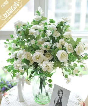 Vroče prodajajo! Dom dekoracija poroka rose cvet bele umetne svile rose šopek 60 cm dolgo rose kup